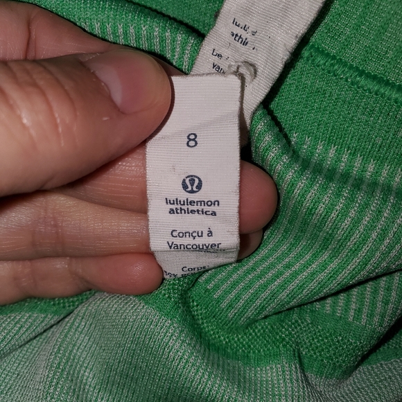 Lululemon Green Striped Workout Top - Picture 2 of 2